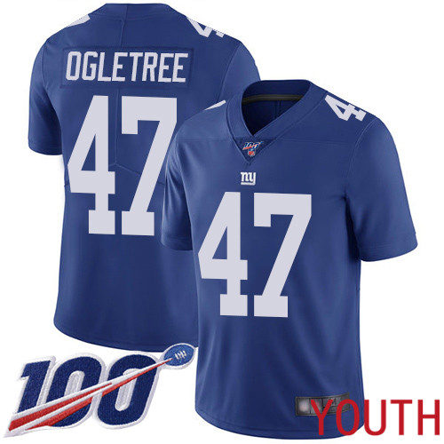 Youth New York Giants 47 Alec Ogletree Royal Blue Team Color Vapor Untouchable Limited Player 100th Season Football NFL Jersey